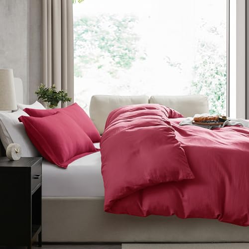 Hearth & Harbor Prewashed Twin Duvet Cover Set, Burgundy Red by Hearth & Harbor - Used condition - Image 7