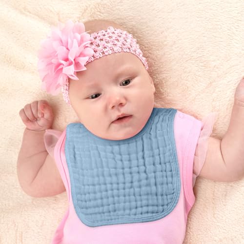 Image of Tallew 8 Pack Muslin Burp Cloths and Baby Bibs for Boy Girl 20 inch x 10 inch Cotton Baby Bandana Drool Bibs Muslin Burp Cloths Absorbent Rag for Newborn Toddler Infant Gifts(Blue Series)