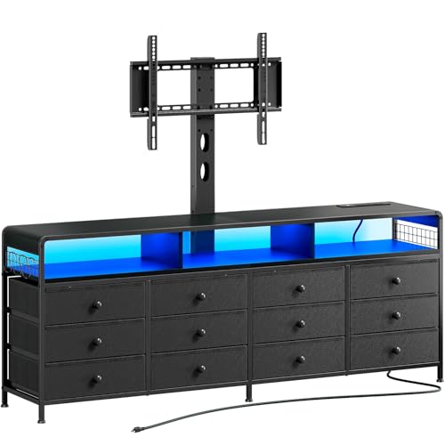 REAHOME 67 Inch Black TV Stand with Mount for 3270 Inch TVs