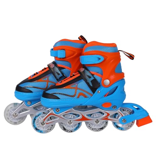 ENDLESS EL1027 Inline Adjustable Skate | Color: Blue-Orange | Size: Large (US6-US11) | for Unisex 12 Years & Above | Aluminium Chassis & 70mm PU Wheels | All Wheels Flash- ABEC 7 Bearings