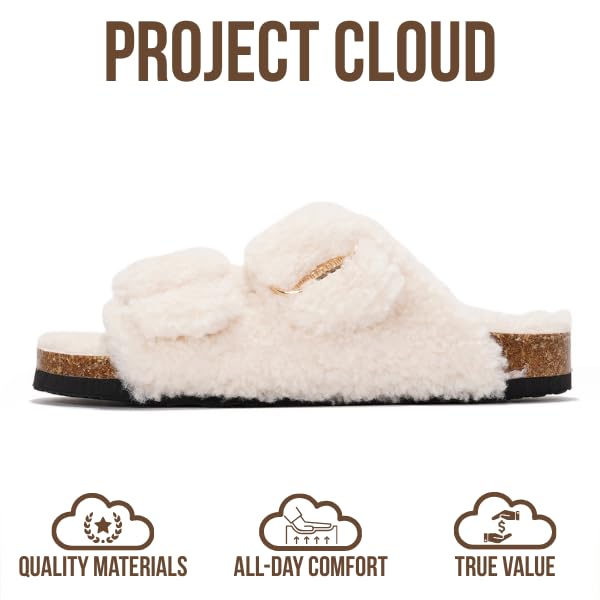 Image of Project Cloud 100% Genuine Leather Footbed Sandals for Women 2026 Comfortable Beach Essentials Womens Sandals Memory Foam Vacation Essentials Slides for Women Footwear (Santorini)