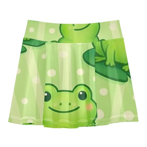 Joisal Skirts with Shorts Cute Cartoon Frogs Green Girls Skorts Athletic Shorts Breathable Pleated Skort 4t2