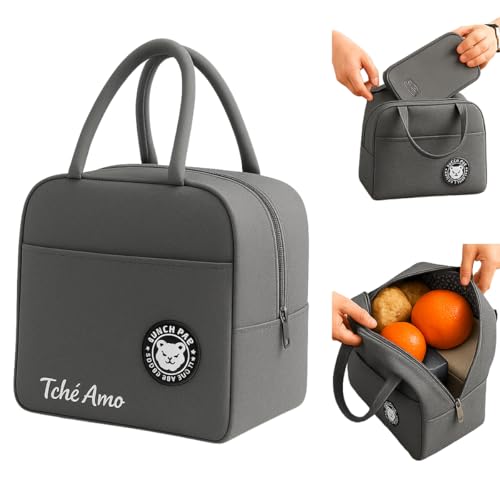 Bolsa Térmica Marmita Lancheira Escolar Fitness Academia Passeios Conserva Quente e Frio Compacta e Elegante (Cinza)