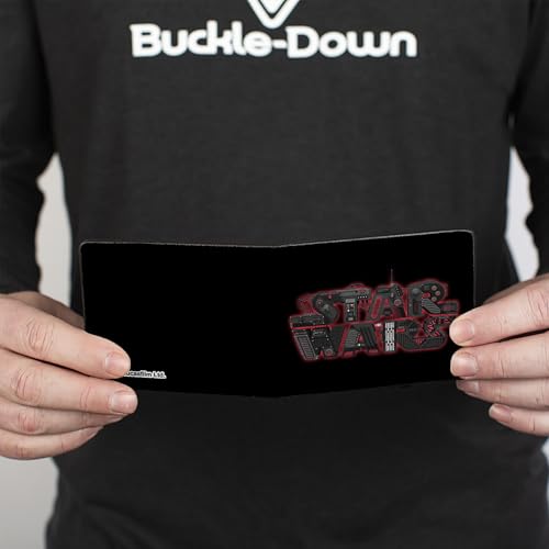 Buckle-Down Men's Star Wars Wallet, Bifold, Galactic Empire Logo Black Grays Reds, Vegan Leather, 4.0" x 3.5"4