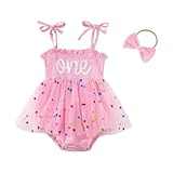 Jaskdconsy Baby Mädchen Set mit Strampler und Haarband - Festlicher Body mit Tüll und Schleife | Niedliches Outfit für Besondere Anlässe