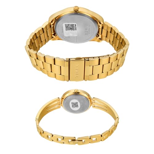 TIMEX Stainless Steel Unisex Pairs Beige Round Analog Dial Watch- Tw00Pr307 - Image 5