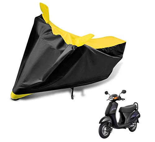 Image of Auto Hub Scooty Cover Compatible with Activa with Mirror Pocket, Dustproof, Heat Resistant, Triple Stitched, Activa Scooty Cover- Black, Yellow