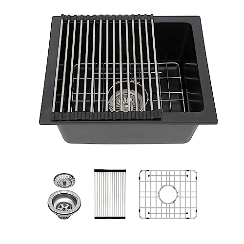 Petit évier à barre en quartz composite noir 45 cm pour kitchenette moderne - 2