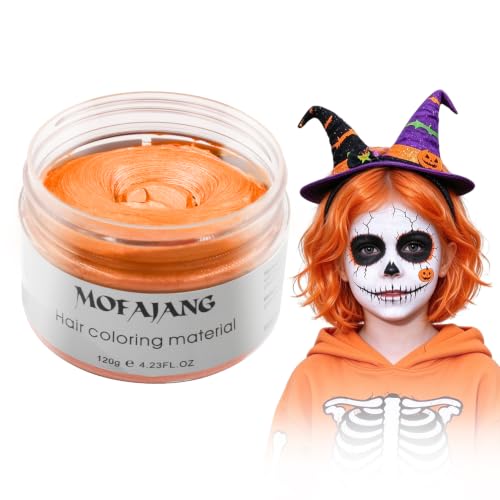 Orange Temporary Hair Dye Wax Natural Instant Hair Color Wax Pomades 4.23 oz,Hair Styling Clay for Party, Cosplay, Halloween,Christmas