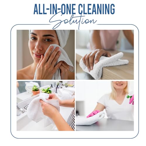 Image of DAN RIVER 24 Pack Wash Cloths for Showering [12x12] - 100% Cotton Washcloths Premium Quality Flannel Face Cloths for Bathroom, Highly Absorbent and Soft Feel Wash Clothes, White
