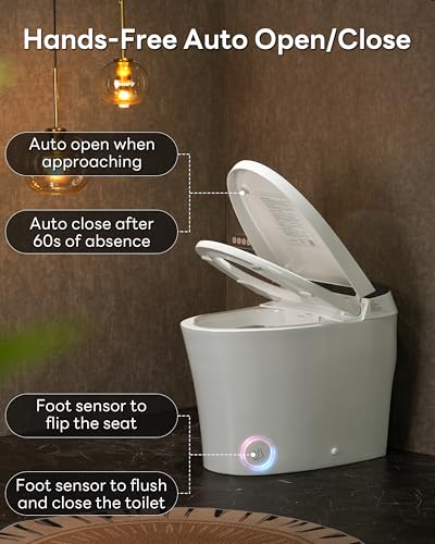 Image of CANEST Smart Toilet with Bidet Built in, Auto Open Close Lid, ADA Height, Smart Temperature Control, Dual Flush with Tank, Heated Seat, Warm Dryer, Remote Control (TC-200GE NEW)