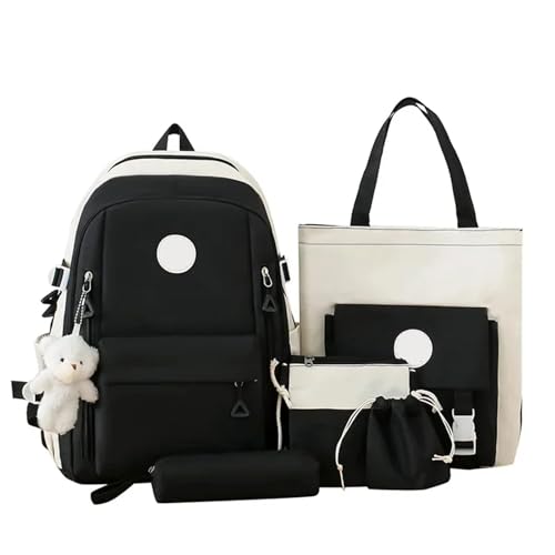 NihaoWXM Schulrucksack Set Block Canvas Rucksack Große...