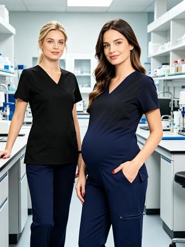 Image of PACBREEZE Women's Maternity Scrubs with 6 Pockets, Workwear Maternity Jogger Scrubs Pregnancy Pants, S-XXL