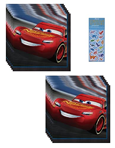 Cars Birthday Party Supplies Bundle Pack Includes Dessert Cake Paper Napkins - 32 Count #TOP7