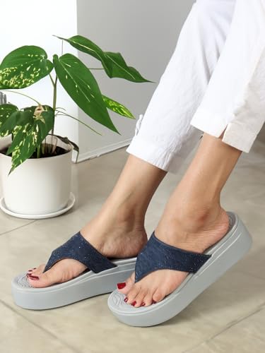 Image of ELLE Women's Embellished Platform Thong Sandals