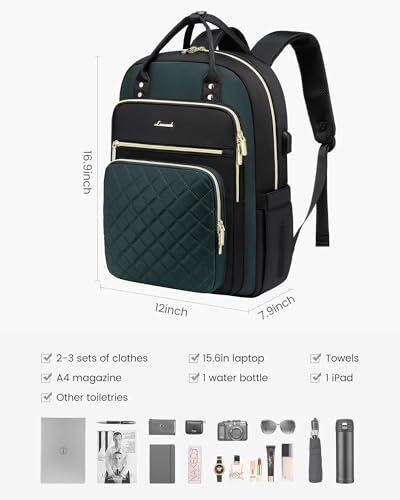 Image of LOVEVOOK Laptop Backpack Purse for Women, 15.6 inch Laptop Bag for Travel with USB Port, Water Resistant Lightweight Daypacks for College Work Business, Nurse Teacher Computer Backpacks