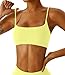 Comper Women's Sports Bra with Thin Straps Stretchy Wirefree Workout Bras Lightweight Workouts Bralette with Removable Pads (Yellow-S)