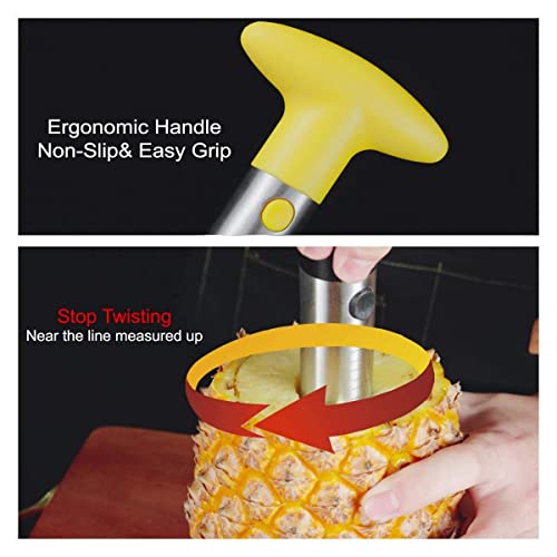 Pineapple Cutter and Corer, Pineapple Corer and Slicer Tool,[Reinforced sharp blades & Heavy duty & Durable], Yhtawoo Best Pineapple Peeler, Stainless Steel Decorer Fruit Knife, Easy Core Remover