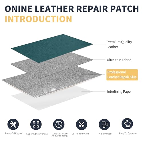 Image of ONine Leather Repair Patch,Leather Repair Tape, 3 x 60 inches Leather Repair Patch for Furniture,Vinyl Repair kit,Leather Couch Patch,for Sofas, Furniture(Turquoise Blue-Litchi Grain)