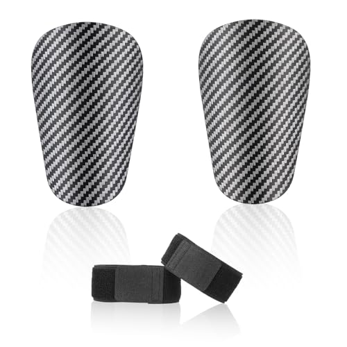 Mini Soccer Shin Guards, 1 Pair Small Shin Pads and 1 Pair Strap Shin Fixed Straps Protective Equipment Shin Guards for Teenagers Kids Toddler Boys Girls