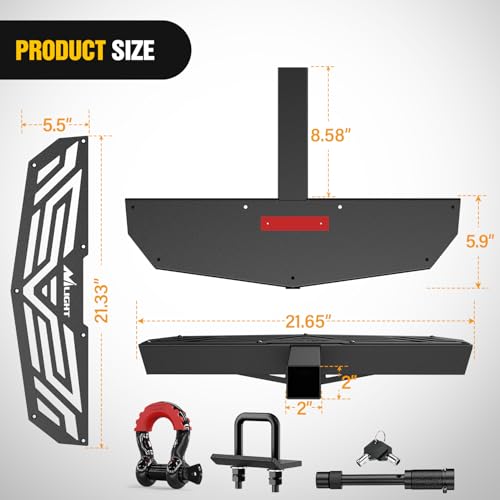 Image of Nilight Hitch Step 2 Inch Receiver Universal Trailer Hitch Step Armor with Anti-Theft D-Ring Shackle Hitch Lock Stabilizer Anti-Slip Design Rear Bumper Guard for Pickups Trucks Vans SUVs ATVs
