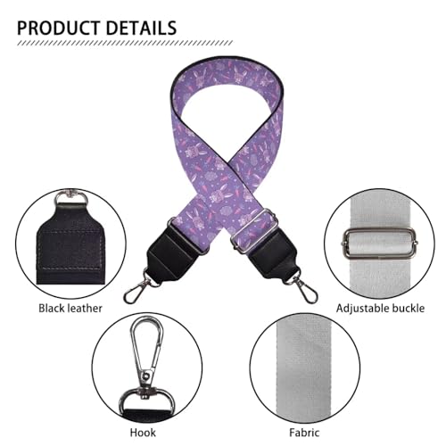Image of Halloween Handbag Strap Canvas Purse Strap Colorful Bat Black Shoulder Strap Multicolor Bats Replacement Strap
