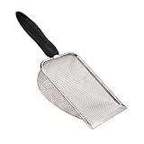 SunGrow Reptile Sand Scoop, Stainless Steel Fine Mesh Net for Lizard, Gecko, Snake Habitat, Substrate and Gravel Sifter, Black Non-Slip Handle Sifter, 11” x 4” x 2”, 1 Pc 