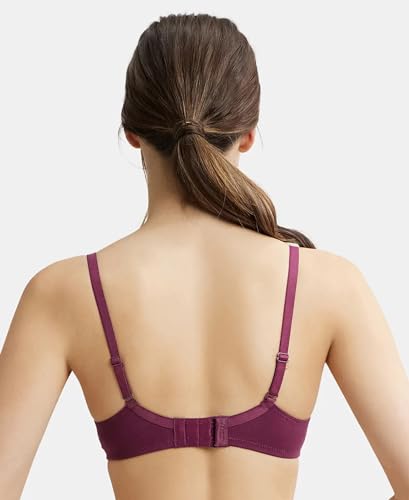 Image of Jockey 1245 Women Under-Wired Padded Super Combed Cotton Elastane Stretch Medium Coverage T-Shirt Bra with Detachable Straps