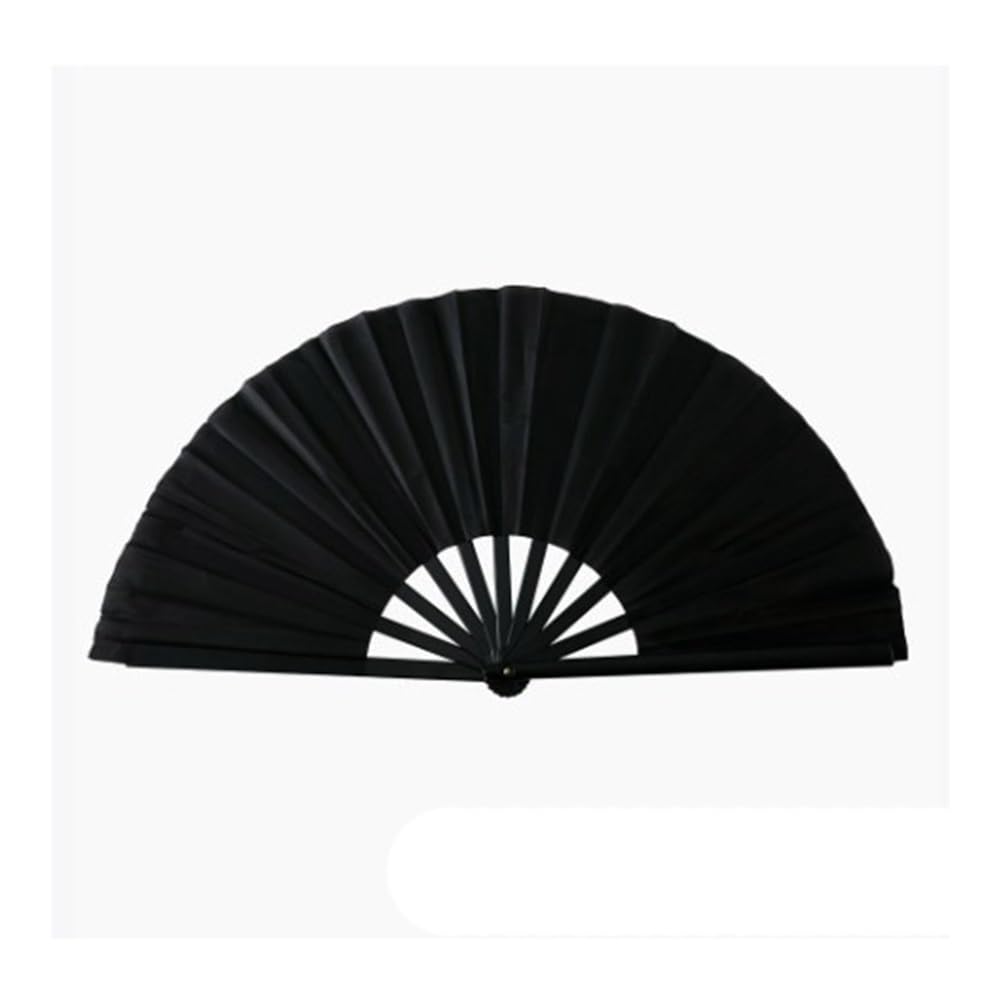 FENZORIQ 33cm Chinese Tai Chi Folding Fan - 10 Styles Performance Fan for Wushu & Yoga Training(Black)