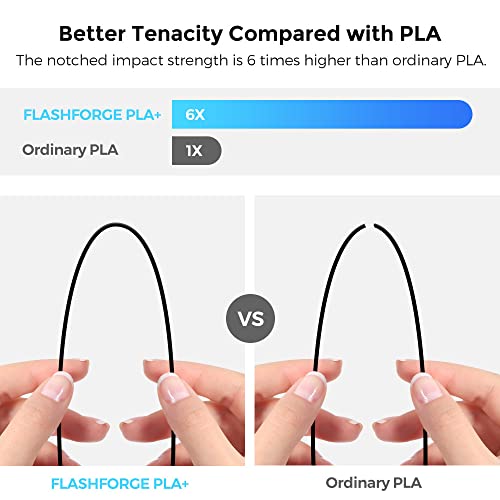 Image of FLASHFORGE 3D Printer Filament, PLA PRO Filament 1.75mm, 1KG Spool (2.2lbs), Dimensional Accuracy + /- 0.02mm for FDM 3D Printers, Better Tenacity & No Knotting (Black)