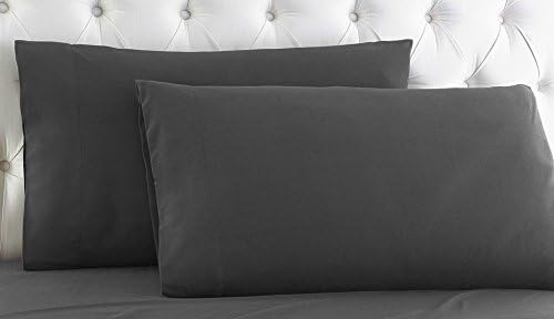 Shine Bedding Pillowcase Pair Maximum Softness - Elegant Double-Stitched Tailoring 22 Inch X 36 Inch 1800 Series 100% Egyptian Quality Brushed Microfiber Grey Solid