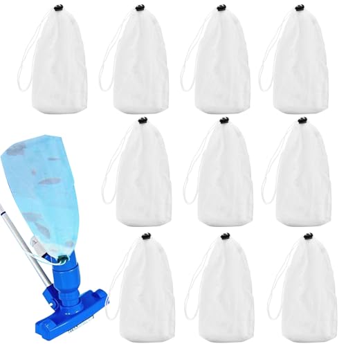 Bolsa de malla fina – Bolsa de malla filtrante de 29 cm | Paquete de 10 piezas de repuesto para aspiradora de piscina – Red de nailon reutilizable | Colector de hojas para piscinas, archivador