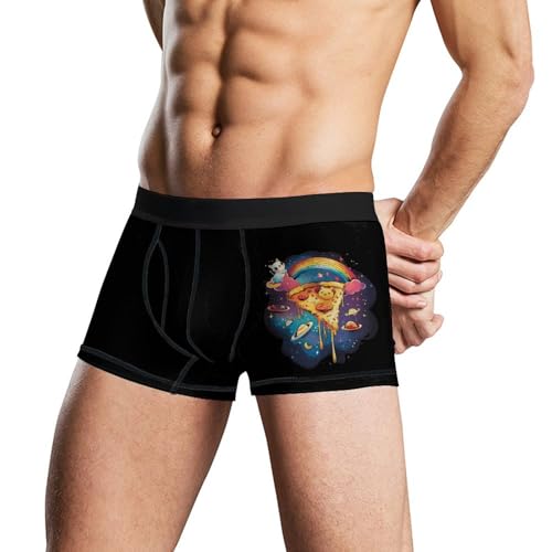 Psychedelic Pizza Planet Rainbow Cat Comfortable Mens Underwear Boxer Briefs Lightweight Stretch Panties2