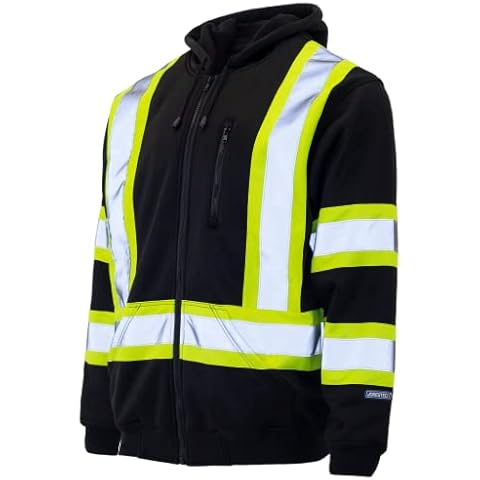 JORESTECH High Visibility Hoodie Full Zipper 100% Polyester ANSI Black Cover