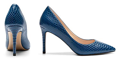 Eldof Women's Pointed Toe High Heel Pumps 3.4" Python Pattern Sexy Slip On Stiletto Party Shoe2