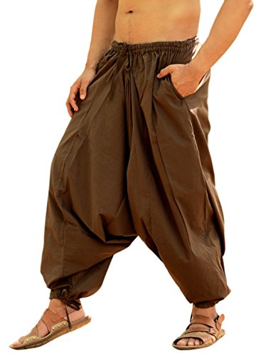 Sarjana Handicrafts Pantalones bombachos para hombres, de algodón, estilo genio, de yoga, harem, Hombre, color marrón, tamaño M Cover