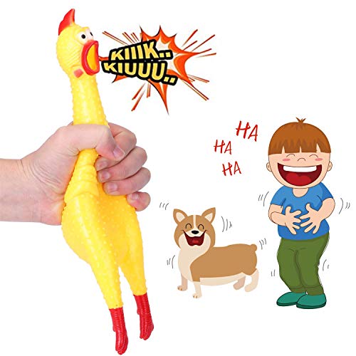 Nobleza - Hundespielzeug Rubber Screaming Chicken Yellow Quietschende Dekompression Kleines Spielzeug zum Reinigen der Zähne