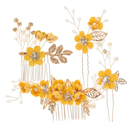 Ipetboom 1セット花葉ヘアコーム ヘアピン 新婦用ヘッドピース 結婚式用ア