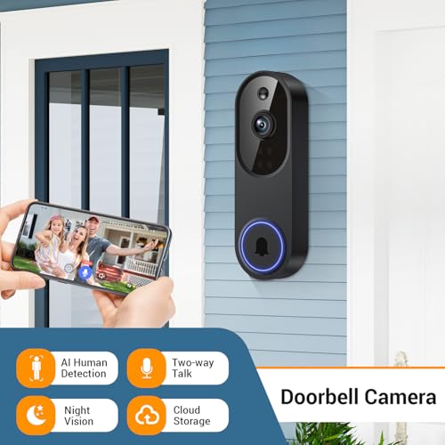 1080p Wireless Cameras & Monitor Video Doorbell Camera for Home Security, Pet dog Monitor, Cloud Storage, AI Human Detec - Additional View