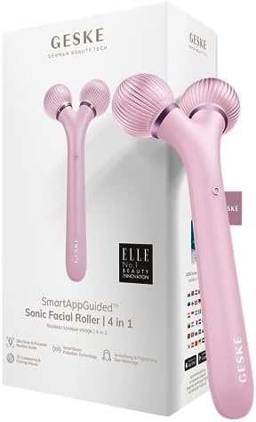 GESKE | Soniczny wałek do twarzy SmartAppGuided | 4 w 1 | Roller do skóry | Urządzenie do twarzy | Roller do skóry | Profesjonalny wałek do twarzy | Ujędrnia i upiększa skórę twarzy