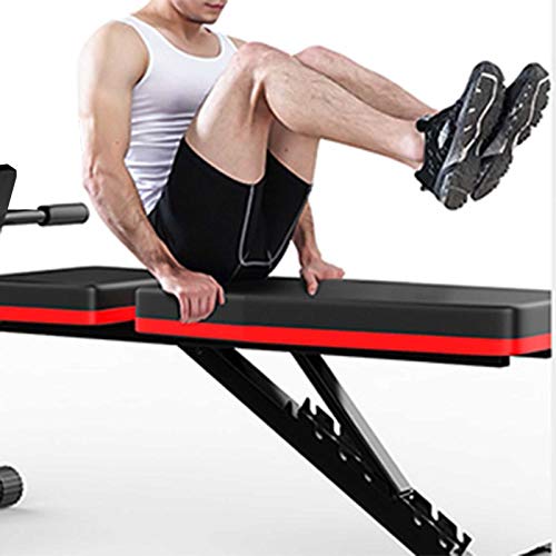 Adjustable Weight Bench w/ Fitness Rope - Foldable Sit Up Bench - Dumbbells Bench - Decline Incline Flat Abs Bench | Home Gym Flat Fly Weight Press Fitness - Utility Weight Bench for Full Body Workout