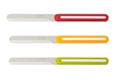 Paring Knife Set of 3 Pieces 4 Inch Stainless Steel. Colorful Kitchen Knives for Peeling Fruits and Vegetables. Ergonomic Polypropylene Handle. Serie B-Line. Color Orange, Red and Green.