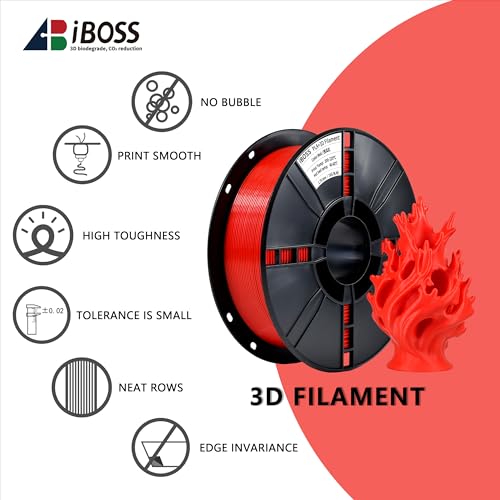 Image of iBOSS PLA Plus (PLA+) 3D Printer Filament 1.75mm,1kg Spool (2.2lbs) Toughness Enhanced 3D Printing Filament,Dimensional Accuracy + /- 0.02mm,1.75mm PLA Plus Filament,Fit Most FDM Printer(Red)