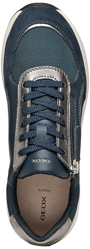 Geox Femme D Bulmya B Basket, Navy Silver, 36 EU