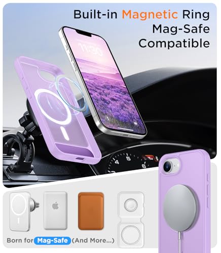 Image of Magnetic Compatible with iPhone 17e Case & iPhone 16e Case,[Built-in Invisible Kickstand][Compatible with MagSafe][Military Grade Shockproof] Slim Translucent Matte Case for iPhone 16e /17e 6.1 inch