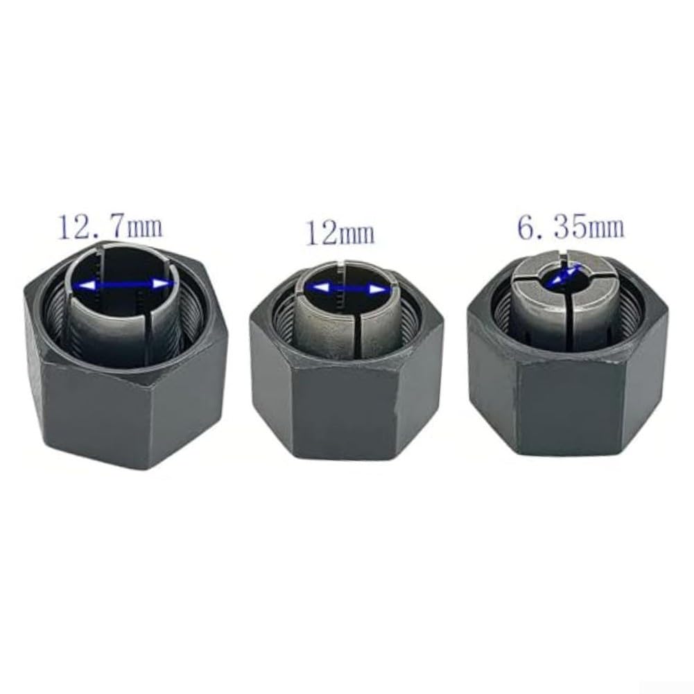 Set di mandrini e dadi per fresa con punte da 1/2", 1/4", 12 mm, 12,7 mm-6 mm, 1/2 "-3/8", 12,7 mm-8 mm, lavorazione di precisione per una vestibilità sicura, alta