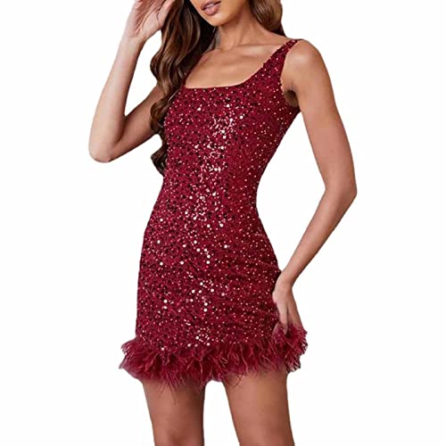Robe paillette noir et plumes premium pour cocktail chic et cérémonie