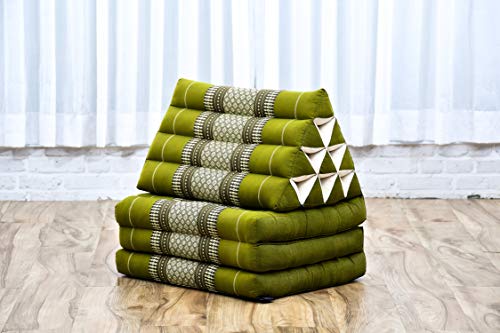 Leewadee 3-Fold Mat With Triangle Cushion – Comfortable Tv Pillow, Foldable Mattress With Cushion Made Of Eco-Friendly Kapok, 67 X 21 Inches, Green #TOP4