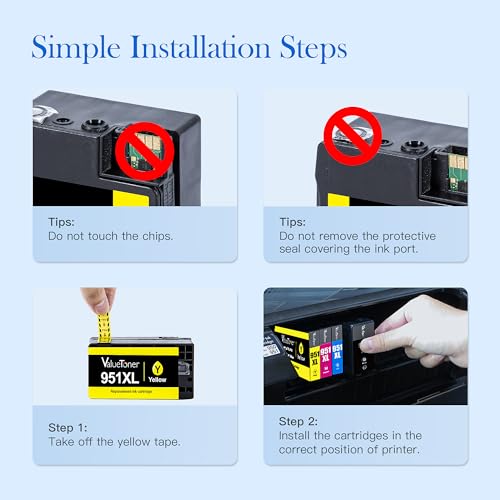 Valuetoner Compatible Ink Cartridge Replacement for HP 950XL 951XL 950 XL 951 XL for Officejet Pro 8600 8610 8100 8615 8620 8630 8660 251dw Printer 4 Pack Tray (1 Black,1 Cyan,1 Magenta,1 Yellow)
