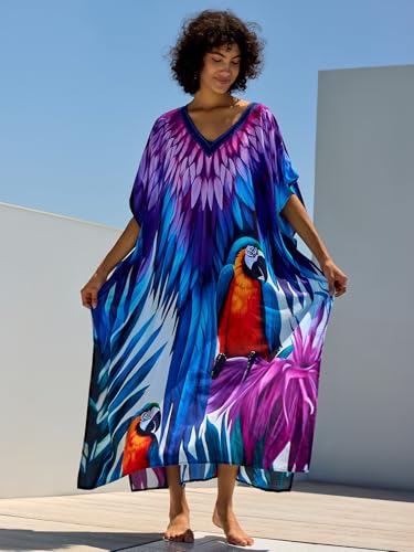 Image of NFVNKJ Women's Plus Size Beach Lounge Kaftan Maxi Dress Swimsuit Coverup for Women